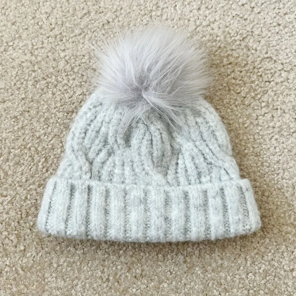 NWOT Tucker + Tate Gray Baby Winter Puff Hat